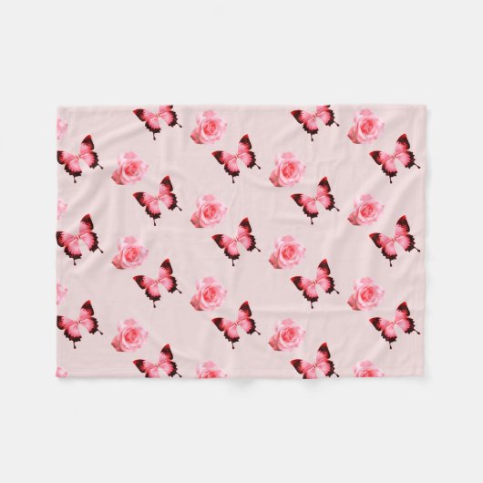 Butterfly flower ontwerp fleece deken (Voorkant (Horizontaal))