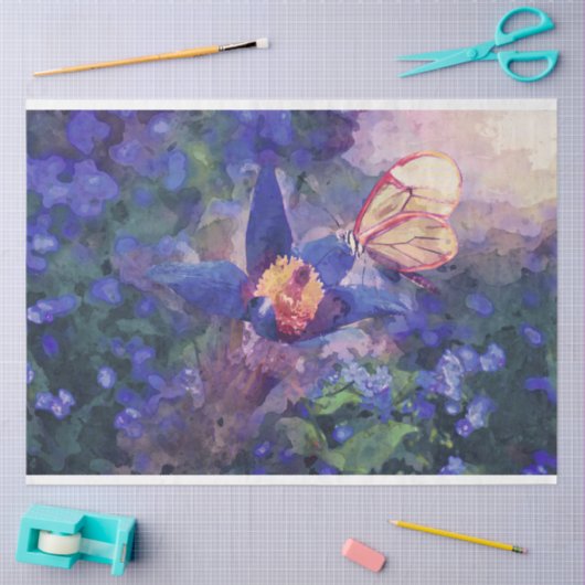 Butterfly Flowers Decoupage Tissue Paper Tissuepapier (Craft)