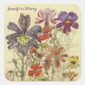 Butterfly Flowers door Charles Mackintosh Vierkante Sticker (Voorkant)
