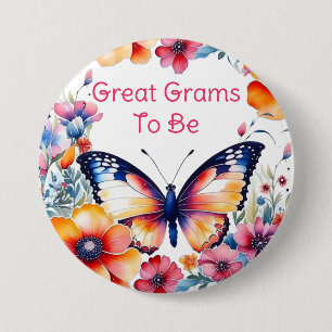 Butterfly Flowers Meisje's Baby shower Grams To Be Ronde Button 7,6 Cm