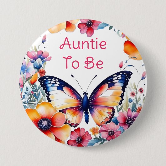 Butterfly Flowers Meisje's Baby shower tante om te Ronde Button 7,6 Cm (Voorkant)
