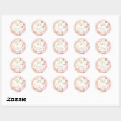 Butterfly & Flowers Roze Glitter Meisje Baby showe Ronde Sticker (Vel)