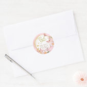 Butterfly & Flowers Roze Glitter Meisje Baby showe Ronde Sticker (Envelop)