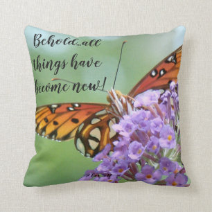 Butterfly Flowers Scripting Bijbel Sierkussen