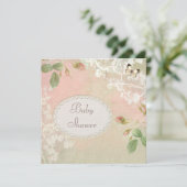Butterfly & Flowers Shabby Chic Baby shower Kaart (Staand voorkant)