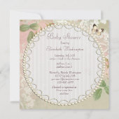 Butterfly & Flowers Shabby Chic Baby shower Kaart (Achterkant)
