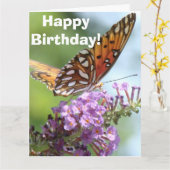 Butterfly Flowers Verjaardag Groot Wenskaart Kaart (Gele Bloem)