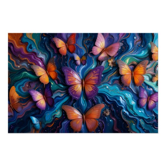 Butterfly Fluid Art Perfect Poster (Voorkant)