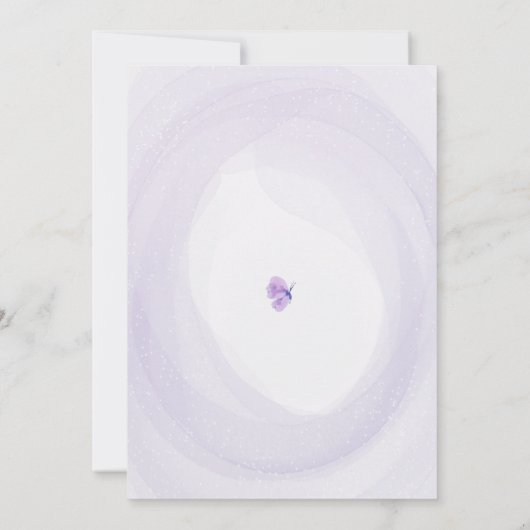 Butterfly Fluttered door Paarse Roze 1e Verjaardag Kaart (Achterkant)