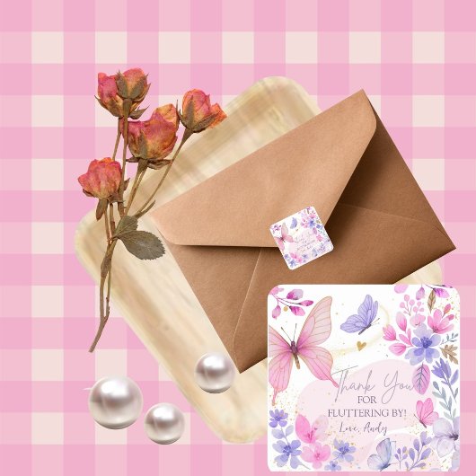 Butterfly  Fluttering  Birthday girl  Vierkante Sticker