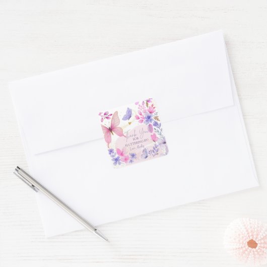 Butterfly  Fluttering  Birthday girl  Vierkante Sticker (Envelop)