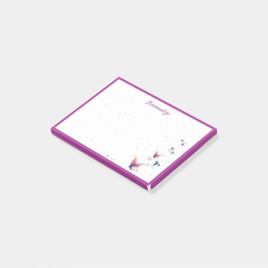 Butterfly Flutters Waterverf Ontwerp Gepersonalise Post-it® Notes (Schuin)