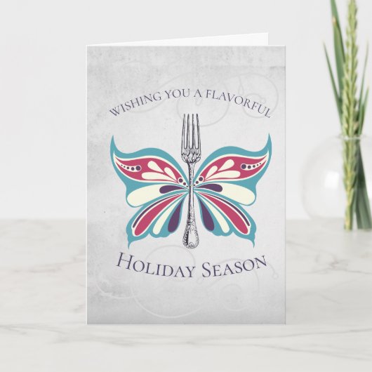Butterfly fork Chef catering Christmas card Feestdagen Kaart (Voorkant)