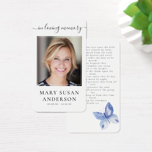 Butterfly Foto Funeral Memorial Prayer Kaart (Bureau)