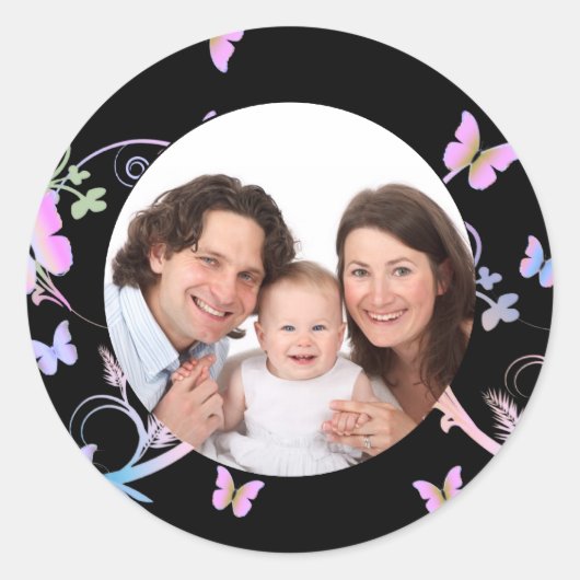 Butterfly/foto Ronde Sticker (Voorkant)