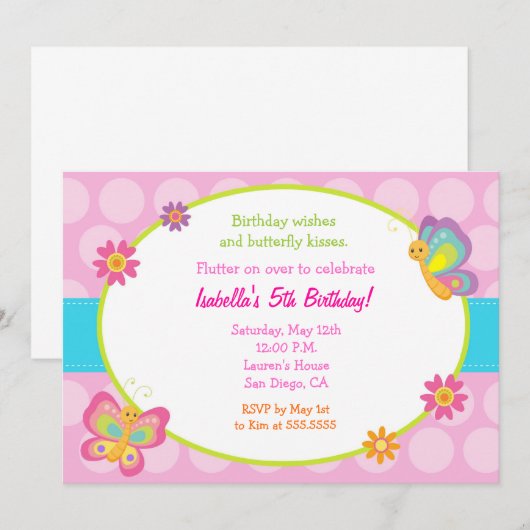 Butterfly Fotodag Uitnodiging (Voorkant / Achterkant)