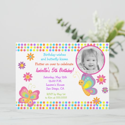 Butterfly Fotodag Uitnodiging (Staand voorkant)