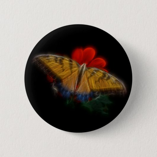 Butterfly Fractal Tiger Swallowtail Ronde Button 5,7 Cm (Voorkant)