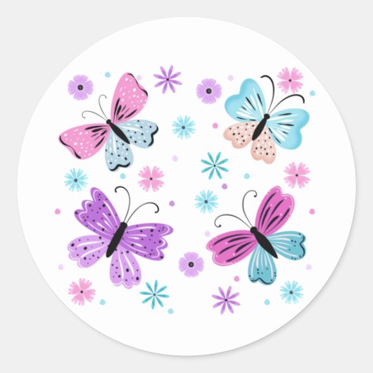 Butterfly Friends Ronde Sticker (Voorkant)