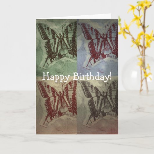 Butterfly Fun, Birthday Kaart (Gele Bloem)