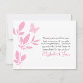 Butterfly Funeral Hartelijk dank Nota roze Bedankkaart (Voorkant)