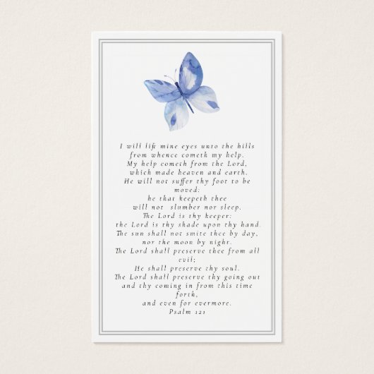 Butterfly Funeral Memorial Prayer Kaart (Achterkant)