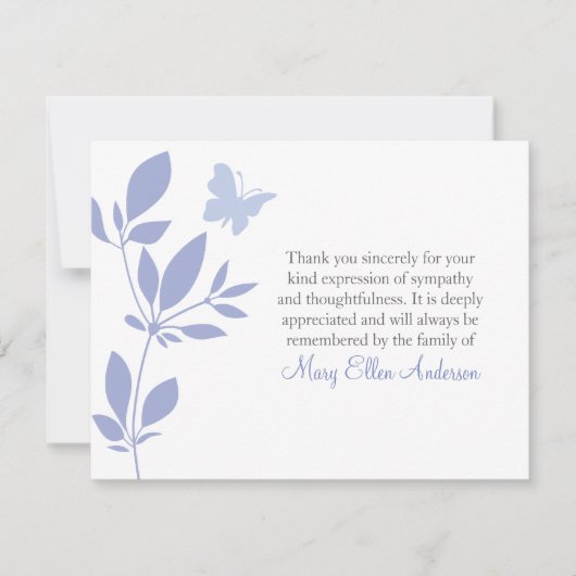 Butterfly Funeral Note Card Flat Bereavement Note Bedankkaart (Voorkant)