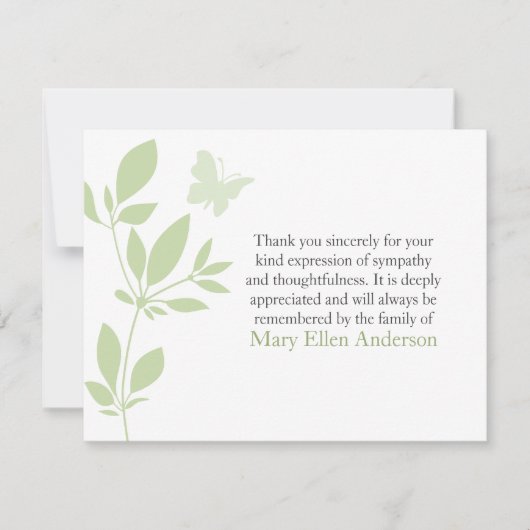 Butterfly Funeral Note Card Flat Bereavement Note Notitiekaartje (Voorkant)