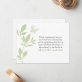 Butterfly Funeral Note Card Flat Bereavement Note Notitiekaartje (Voorkant / Achterkant in situ)