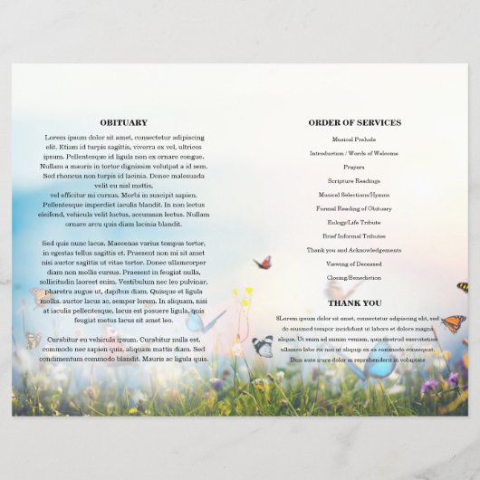 Butterfly Funeral Program sjabloon (Achterkant)