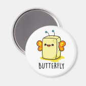 Butterfly Funny Butter met Wings Pun Magneet (Voorkant / Achterkant)