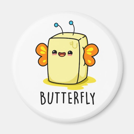 Butterfly Funny Butter met Wings Pun Magneet (Voorkant)