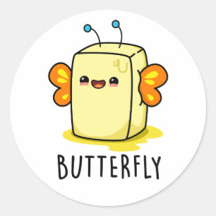 Butterfly Funny Butter met Wings Pun Ronde Sticker