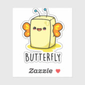 Butterfly Funny Butter met Wings Pun Sticker (Vel)