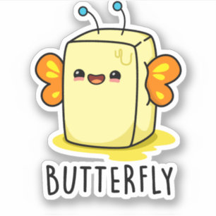 Butterfly Funny Butter met Wings Pun Sticker