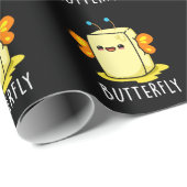Butterfly Funny Butter With Wings Pun Dark BG Cadeaupapier (Rol Hoek)