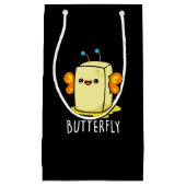 Butterfly Funny Butter With Wings Pun Dark BG Klein Cadeauzakje (Voorkant)