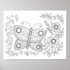 Butterfly Garde Faux Gem Kleurplaat Art Poster
