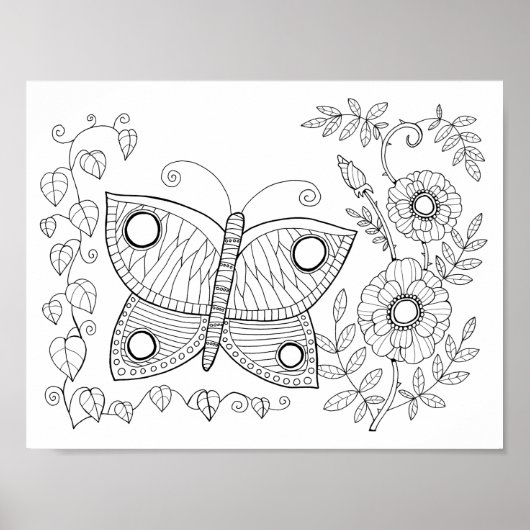 Butterfly Garde Faux Gem Kleurplaat Art Poster (Voorkant)