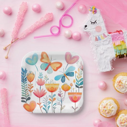 Butterfly Garden 1 Papieren Bordje (Feest)