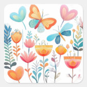 Butterfly Garden 1 Vierkante Sticker (Voorkant)
