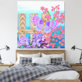 Butterfly Garden 3D Whimsey Canvas Afdruk (Insitu (Slaapkamer))