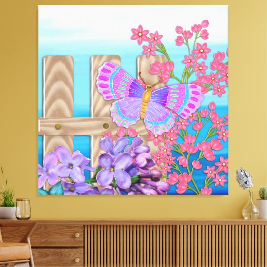 Butterfly Garden 3D Whimsey Canvas Afdruk (Insitu (Woonkamer))