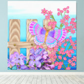 Butterfly Garden 3D Whimsey Canvas Afdruk (Insitu (Houten vloer))