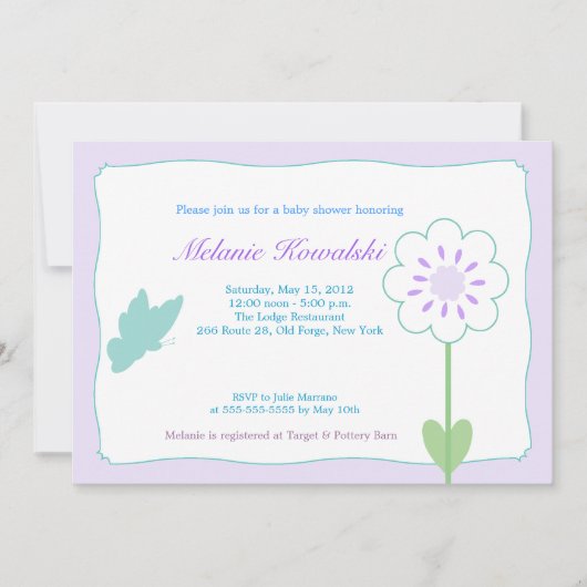 Butterfly Garden 5x7 Baby shower Uitnodiging (Voorkant)