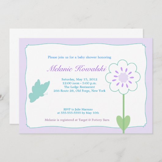 Butterfly Garden 5x7 Baby shower Uitnodiging (Voorkant / Achterkant)