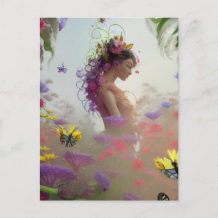 Butterfly Garden AI Generated Briefkaart