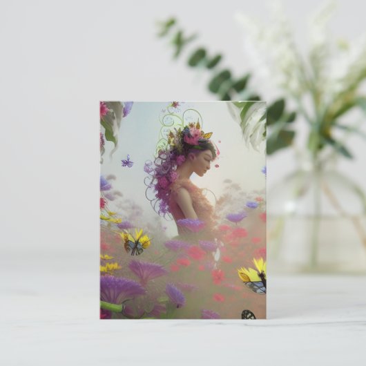 Butterfly Garden AI Generated Briefkaart (Staand voorkant)