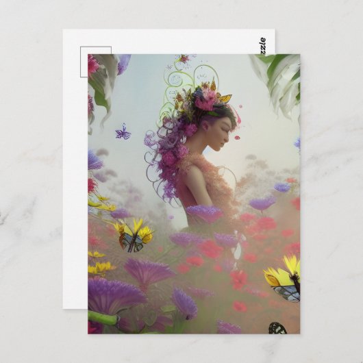 Butterfly Garden AI Generated Briefkaart (Voorkant / Achterkant)