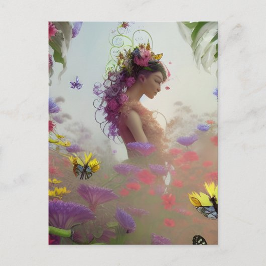 Butterfly Garden AI Generated Briefkaart (Voorkant)